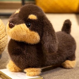 champracer Cuddly Toy Dog Simulated Dachshund Dog Plush Toy Plush Dog Fluffy and Soft Gifts for Boys Girls (33 cm)
