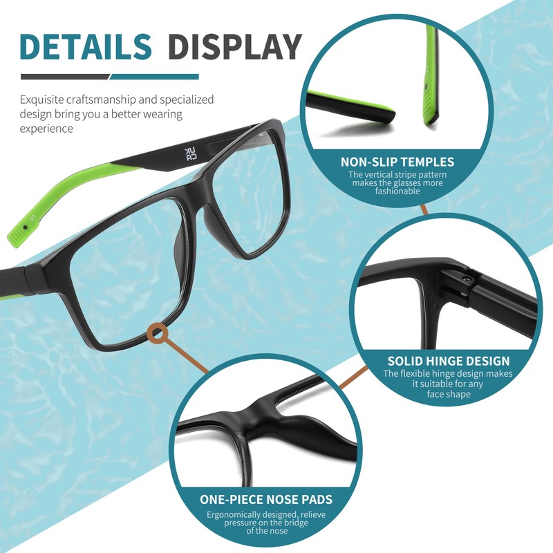 IVNUOYI 3 Pairs Reading Glasses Sports Style Frames with Spring
