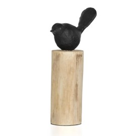 Moritz Sculpture I Bird on Tree Trunk Medium I 15 x 7 x 27.5 cm I Wooden Decoration I Sculpture Decoration I Modern I Living Room I Made of Wood I Wooden Sculpture