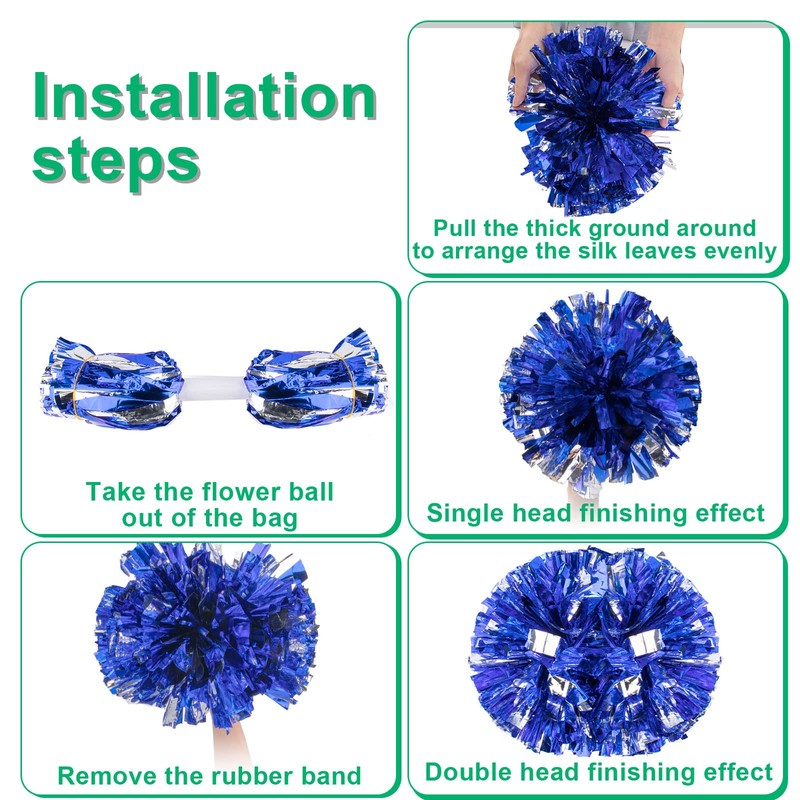 AOPANDA 2PCS Cheerleading Pom Poms with Baton Handle for Team