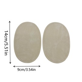 BeeSpring 2 Pieces Pu Leather Patch Sew on Patches Repir Elbow Knee for Clothes Clothing Accessories - Rice White