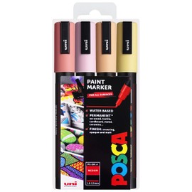 Uni POSCA - PC-5M Art Paint Markers - Set of 4 - in Plastic Wallet - Warm Pastel
