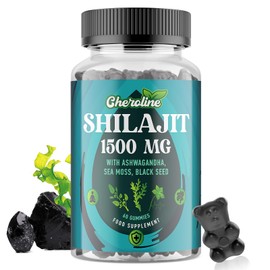 Shilajit Sea Moss and Ashwagandha Gummies 1500mg Per Serving, Enriched with 60% Fulvic Acid & 85+ Trace Minerals, High Strength Complex for Energy, More Convenient Than Resin (60 Count (Pack of 1))