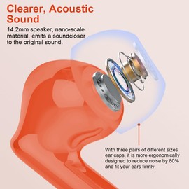 Wireless Earbuds, Bluetooth Headphones 5.4 HiFi Stereo, Wireless Earphones with ENC Noise Cancelling Mic, IP7 Waterproof in Ear Wireless Headphones, LED Digital Display Ear Buds, Orange(2025)