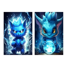 sysiily 2 Pack 5D DIY Cartoon Diamond Painting Kits, Diamond Picture Art Full Drill Gift Wall Decor Crafts Gift