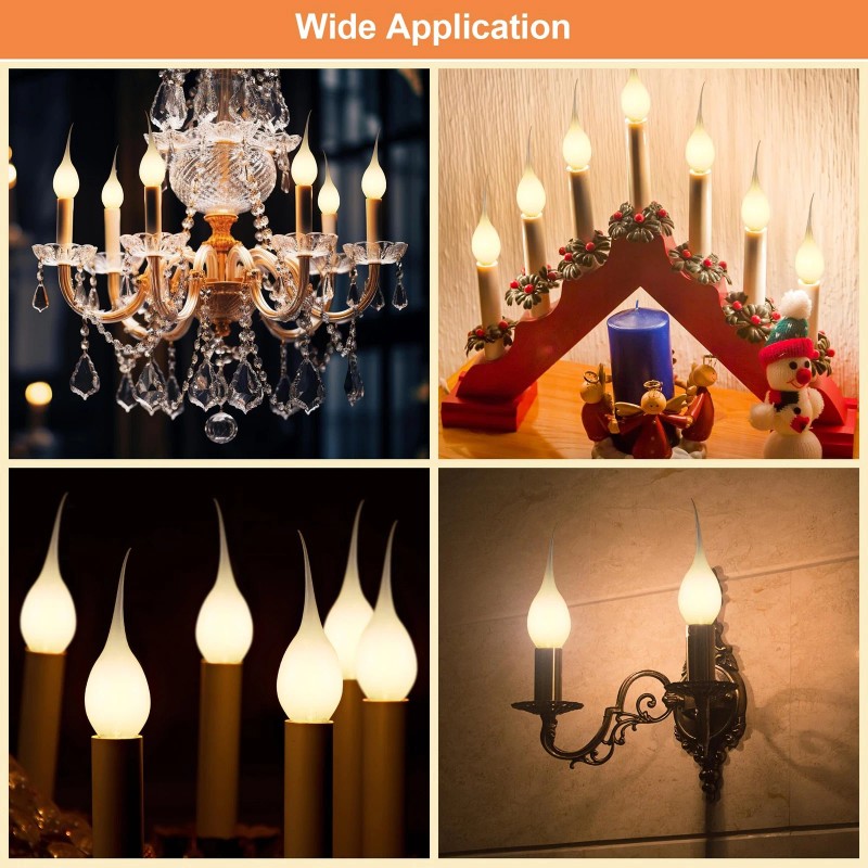 Meonum 12 Pcs Silicone Dipped Candle Light Bulbs, LED Silicone