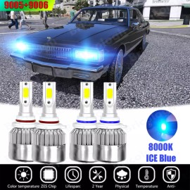 Unbranded For Chevy Caprice 1987-1990 9005 9006 8000K LED Headlight Kit Hi/Lo Beam 4 Bulbs