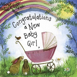 ALEX CLARK New Baby Girl Pink Pram Card