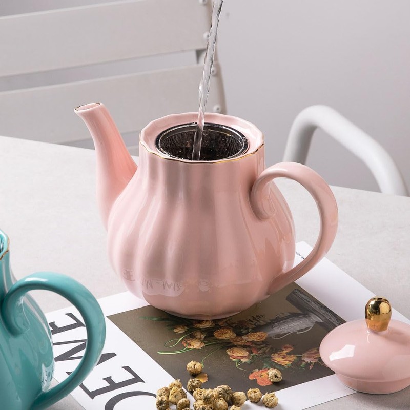 Sweejar Royal Teapot, Ceramic Tea Pot with Removable Stainless Steel