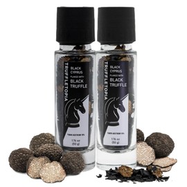 Truffletopia | Black Cyprus Salt and Black Truffle Grinder with Real Truffles | 1.76 Oz (Pack of 2)