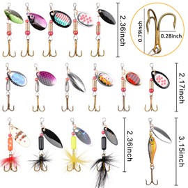 SHADDOCK Fishing Lures Kit Spoon Spinnerbaits Swimbait Crankbaits Minnow Variety Kit Rooster Tail Trout Spinner Salmon Spoons Walleye Assorted Metal Hard Lures Spinners Bait (16pcs Spinner Kits)