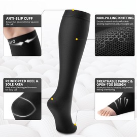 Medical Compression Stockings for Men and Women, Compression Socks, Thrombosis Stockings, Open Tip, Support Stockings, 20-30 mmHg, Class 2 for Varicose Veins, Pregnancy, Travel, Everyday Use