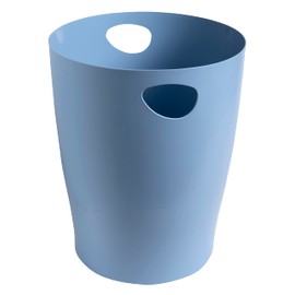 Exacompta 45309D ECOBIN BeeBlue Recycled Plastic Waste Paper Bin 15 Litres with Handles Elegant and Robust Waste Paper Bin and Bin in Modern Design Light Blue Blue Angel