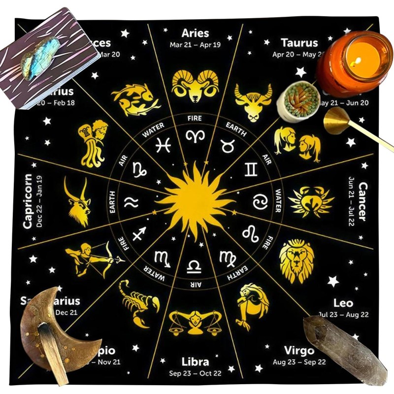 Tarot Table Cloth | 19.68x19.68in Square Velvet Tarot Tablecloth |