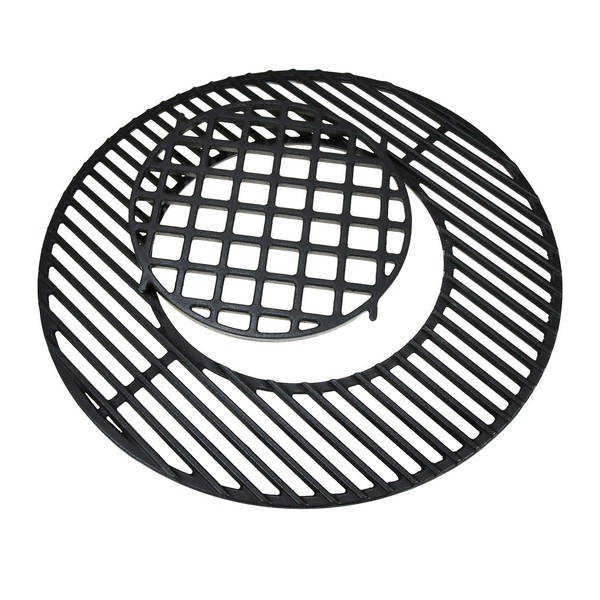 Uniflasy 8835 Cast Iron Gourmet BBQ System Cooking Grate for 22.5 inch Weber Kettle Grill, One-Touch Bar-B-Kettle Master-Touch, Performer, Recteq Bullseye, Barrel 22" Sear Charcoal Grill Accessories