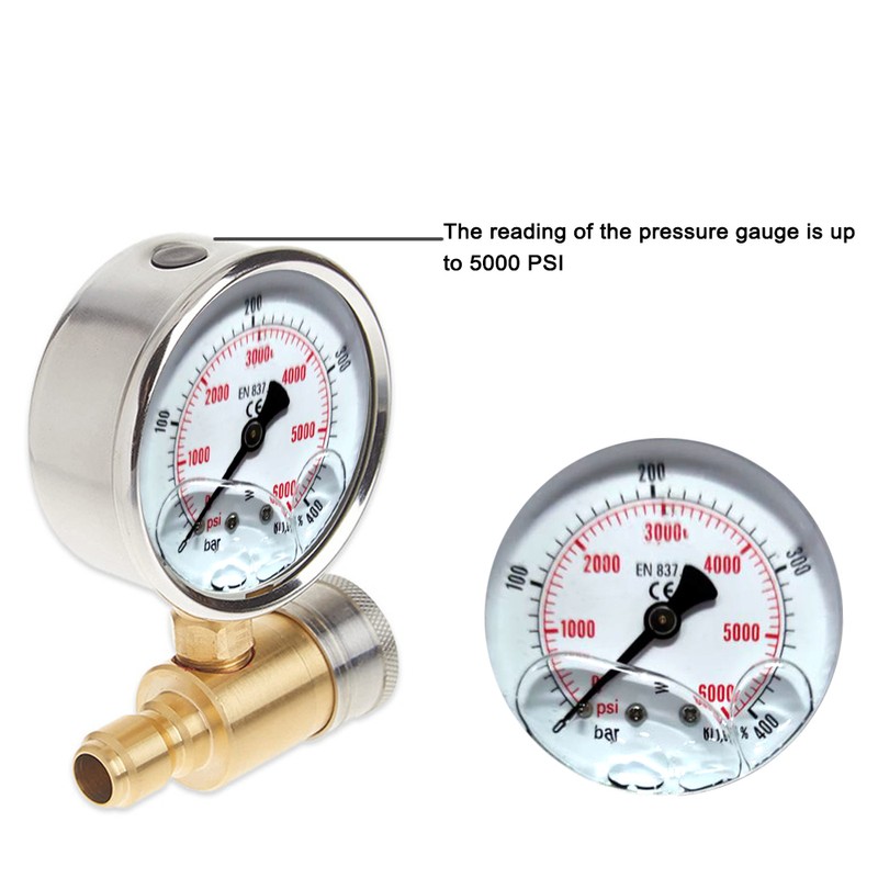 3/8in Pressure Gauge for Pressure Washer Quick Connect Shockproof Pressurization