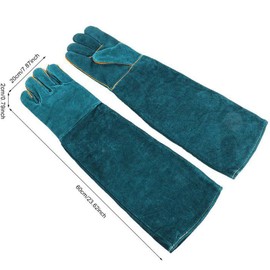 XIEHUZA Animal Handling Anti-Bite Gloves, 24inch Reinforced Leather Welding Gloves for Gardening, Grooming, Dog Training, Cat Scratch, Bird Handling Falcon Gloves Grabbing, Bite Resistant Feed Gloves