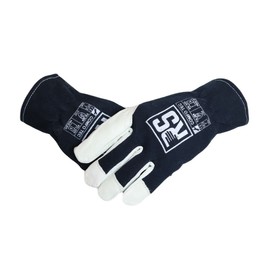 RS Comfo Tec Work Gloves 12 Pairs Assembly Gloves Goatskin Cotton Gloves Leather Gloves with Elastic Cuffs Cut Resistant Precise Size 8