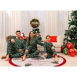 Rnxrbb 2024 Family Christmas Pajamas Matching Sets Holiday Xmas Christmas Pjs Jammies for Women Men Couples Adult Kids,Green Christmas lights-Women-M