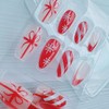 24Pcs Christmas Press on Nails Medium Length Snowflake Stripe Glitter