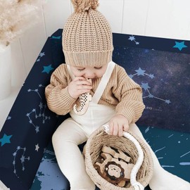 Fond + Found Kids Constellation Zodiac Sign 2-in-1 Convertible Sofa & Lounger, Starry Sky Flip Open Couch, Toddler Chair for Kids Girls & Boys