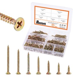 Rustark 420Pcs 7 Sizes #6 1/2'' to 1-1/2'' Zinc Plated Wood Screws Phillips Flat Head Chipboard Screws Assortment Kit for Drywall Sheetrock Woodwork