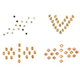 Bindi Pack of 4 Crystal Designer Bindis Jewel for Forehead Face Tikka Multicolored Bindiya Stickers Adhesive Stone Indian Traditional Tattoos for Women Girls Bride Return Gifts (Multicolour)