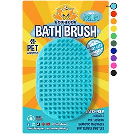 Bodhi Dog New Grooming Pet Shampoo Brush | Soothing Massage Rubber Bristles Curry Comb for Dogs & Cats Washing | Professional Quality