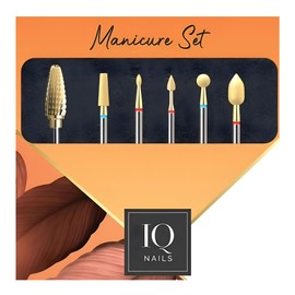 IQ NAILS EXPERT GOLD POWER Nails Nail Drill Bits Set - Set of 6 Manicure and Pedicure Drill Bits – Diamond Cuticle Drill Bits Set - Carbide Drill Bit for Hybrid, Gel, Acrylic Nails – Nail Accessories