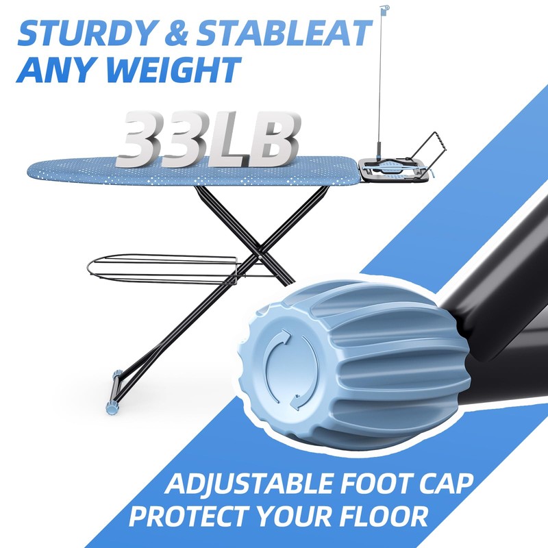 KINGBOARD Ironing Board, Compact Iron Board Full Size with Extra