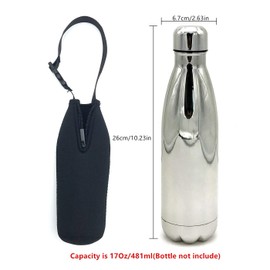 Wanty Neoprene 17 Oz Insulated Water Drink Bottle Cooler Carrier Cover Sleeve Tote Bag Pouch Holder Strap for Climbing Cycling and Running Outdoor Activities