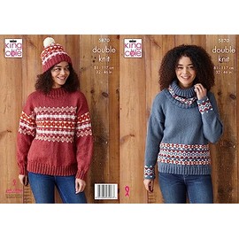 King Cole 5870 Adult DK Sweater Hat Cowl Knitting Pattern