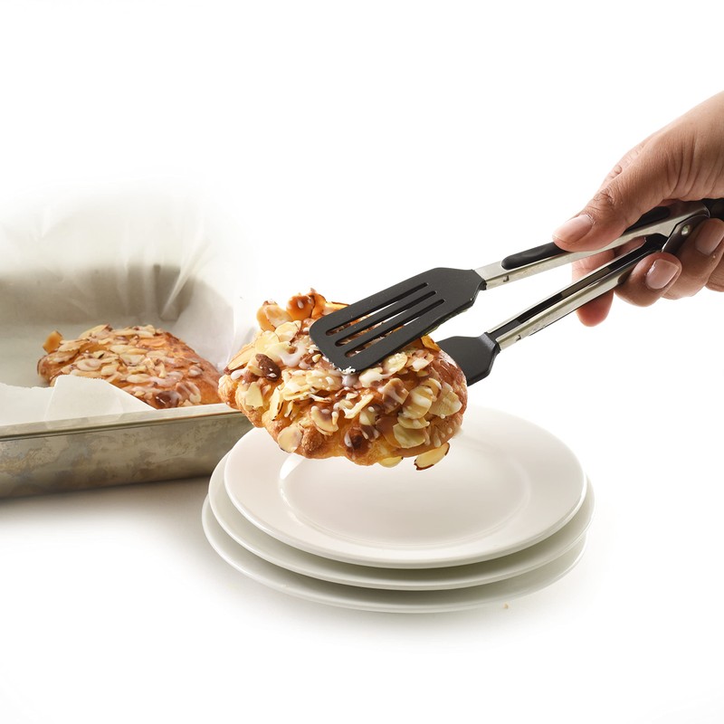 Norpro 8" Stainless Steel Mini Slotted Spatula Locking Serving Tongs