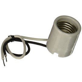 Leviton 70045 Medium Base 1-Piece Keyless Glazed Porcelain Lampholder, White