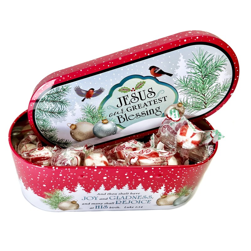 Scripture Candy, Jesus Our Greatest Blessing Christmas Tin, 4 Ounce