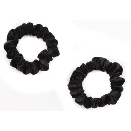 Mytoptrendz® 2 Pcs Kids Skinny Hair Scrunchies Plain Velvet Small Hair Ties Pony Bands for Thin Hair Girls Women Hair Accessories (Black)