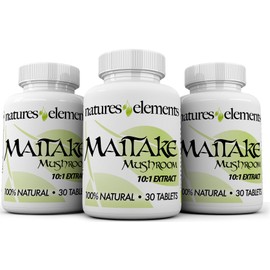 Natures Elements Maitake Mushroom – Pack of 3 – 10:1 Extract – 500mg Tablets – Standardized 30% Polysaccharides – 1 Month Supply Each – 100% Natural, Vegetarian Safe