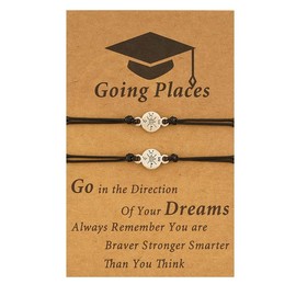 COLORFUL BLING Graduation Gift Bracelet Memorial Graduation Cap With Rhinstone Compass Graduation Wrist Adjustable for School College-compass