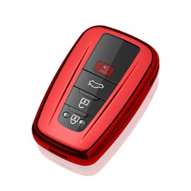 Tukellen - Funda protectora especial de TPU suave para llavero, compatible con Camry Avalon C-HR Prius Corolla GT86 Highlander RAV4 4Runner Prado-Rojo