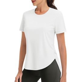 MAGCOMSEN T Shirts for Women White Short Sleeve Tops UPF 50+ Sun Protection Quick Dry Work Out Yoga Running Athletic XL