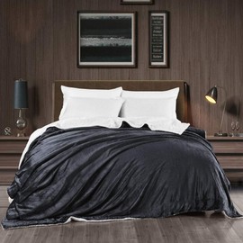 KAWAHOME Sherpa Fleece Blanket Super Soft Extra Warm Thick Winter Blanket for Couch Sofa Bed Throw Size 50 X 60 Inches Dark Grey