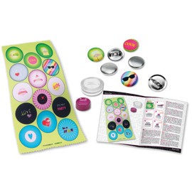 Lena 42566 – craft set button style pin, complete set for cool buttons with 10 metal buttons, tool, 14 textile templates with great designs and sayings, fashion styling set, for children from 8 years
