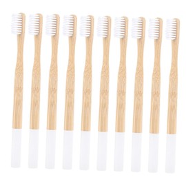 FRCOLOR 10pcs Reusable Soft Bristles for Adults Slip Handle Minimalist White Bristles for Family Use and Travel