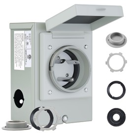 RVMATE Pre-Drilling 30 Amp Generator Power Inlet Box NEMA TT-30P 125V 3750W Power Inlet Box, Waterproof for Outdoor Use