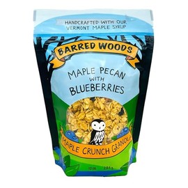 Barred Woods Maple Crunch Granola - Maple Pecan with Blueberries - Sweetened With Only Our Own Vermont Organic Maple Syrup and Maple Sugar - 10oz Bag (Case of 3 Bags)