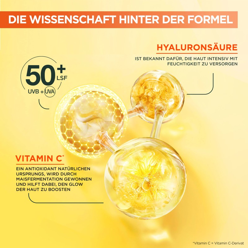Garnier Vitamin C Sun Protection Cream, Invisible Brightening Fluid, SPF