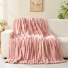 Deamsure Throw Blanket for Couch Pink 3D Ribbed Fleece Soft