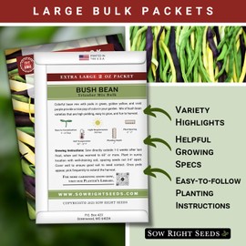 Sow Right Seeds - Bulk Mixed Tricolor Bean Seeds for Planting - 2 Ounce, 170 Seeds - Non-GMO Heirloom Jumbo Pack with Instructions to Plant a Home Vegetable Garden - Grow Loads of Colorful Beans (1)