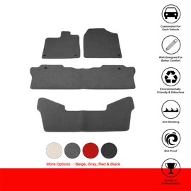 IKON MOTORSPORTS, Floor Mats Compatible with 2016-2022 Honda Pilot, Gray/Grey Nylon Car Auto Front Rear Carpets Liner 4PC Set Protector, 2017 2018 2019 2020 2021