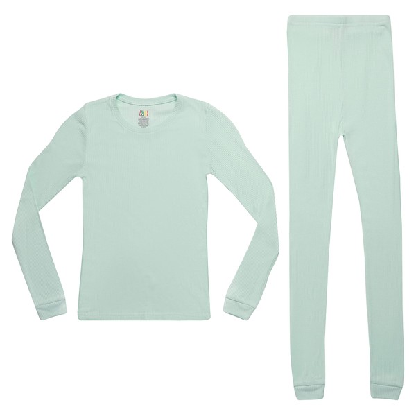 Just Love - Pijama de algodón ajustado para niñas, Azul solido, 7-8